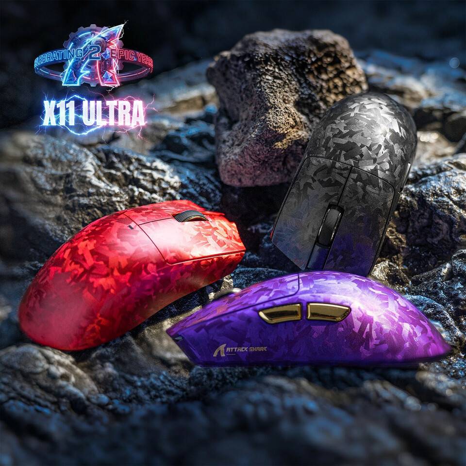 Attack Shark Gaspol! Mouse Gaming X11 ULTRA Carbon Fiber Resmi Nongol