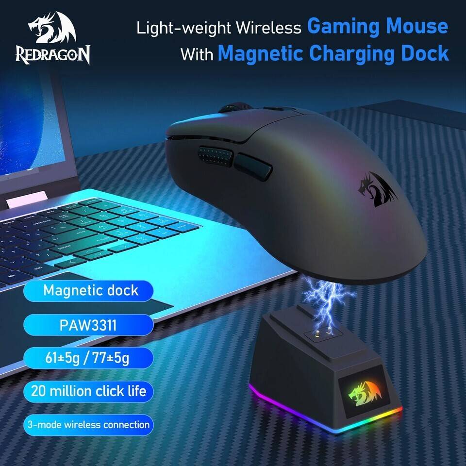 Redragon Rilis 3 Produk, Termasuk Mouse Wireless yang Pake Docking