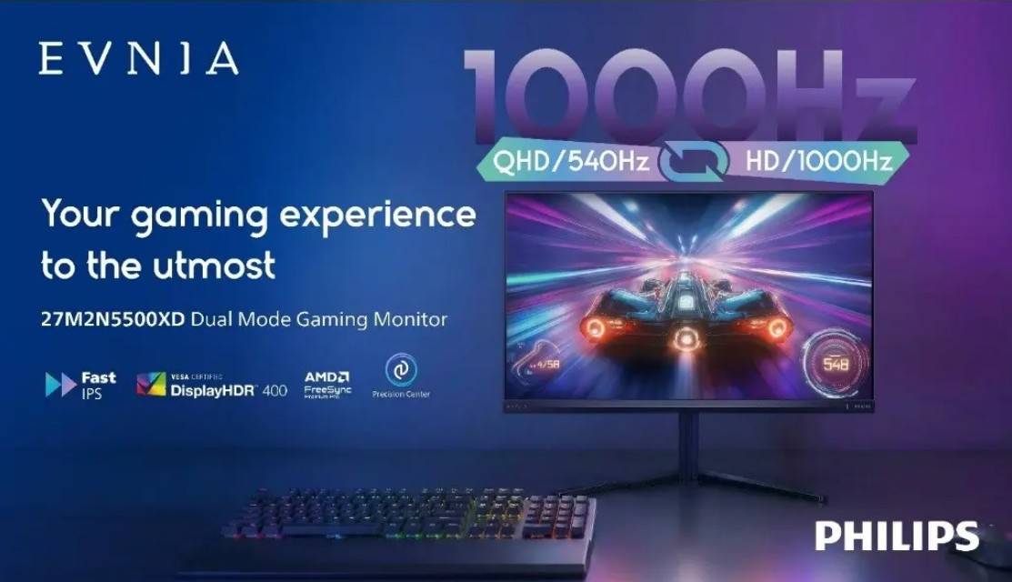 Philips EVNIA 27M2N5500XD: Monitor Dual Mode Sampe 1000Hz!