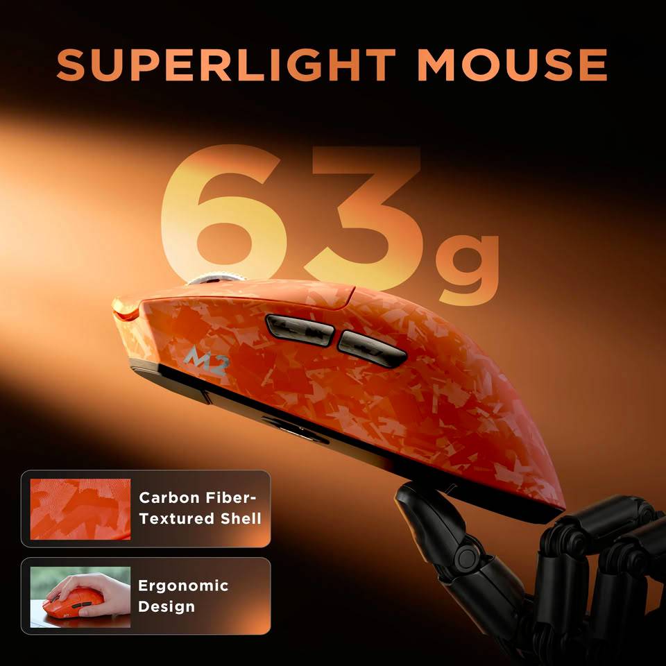 Yunzii M2 Dual 8K: Mouse Gaming Wireless 63g dengan 8K Polling Rate